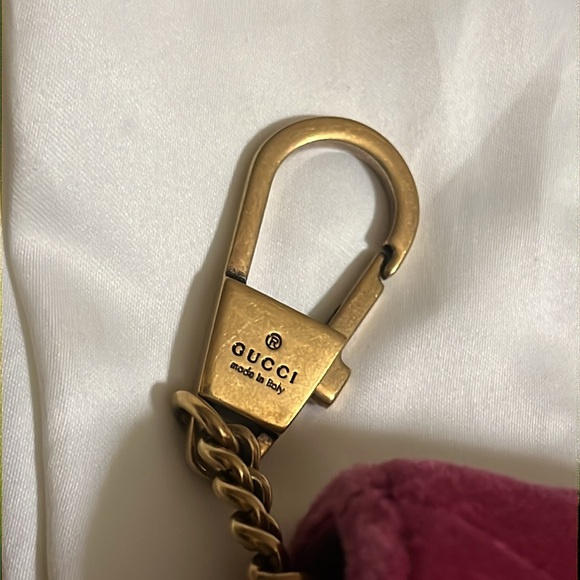 Auth GUCCI MARMONT LOVE PINK VELVET CLUTCH Purse Handbag Pearls & Gold - Picture 5 of 13